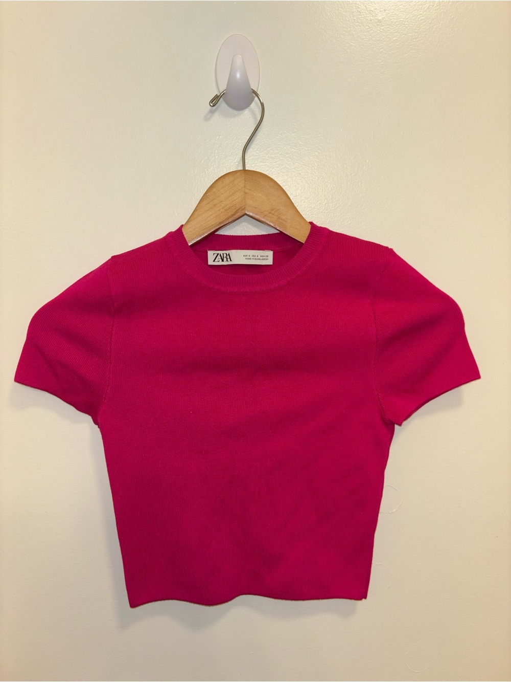 Zara Hot Pink Short Sleeve Knit Top